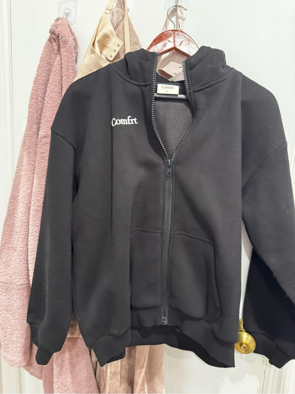 Comfort kids Black Zip-Up Hoodie Sweater